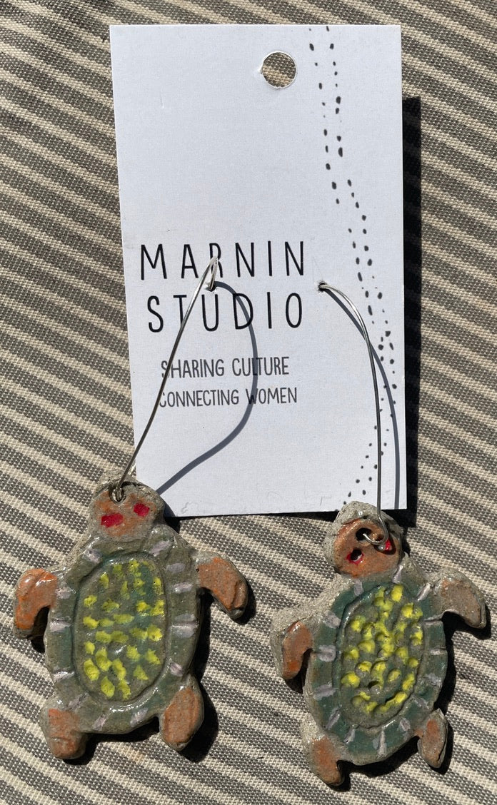 Ceramic earrings - Turtle - Mary George