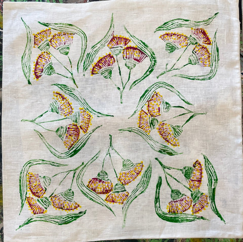 Linen Cushion - Beverley-Ann Lupton: Gum blossoms