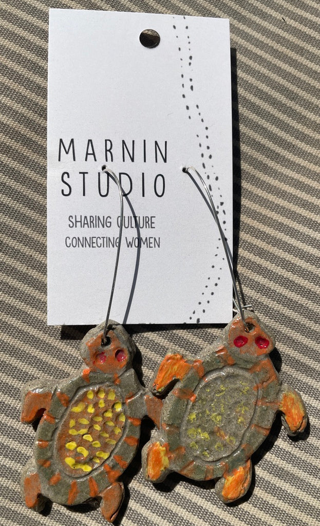 Ceramic earring - turtle - Mary George